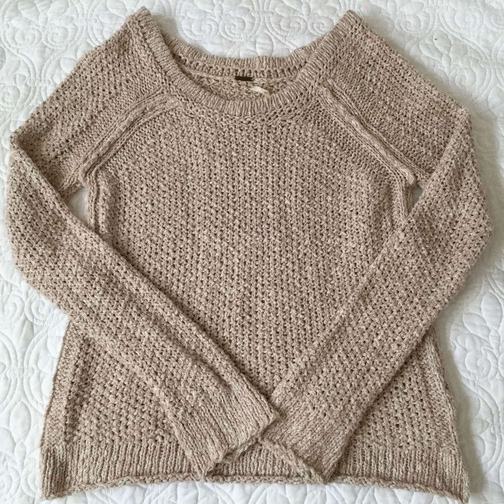 Free People Oatmeal Earthy Cotton Sweater M